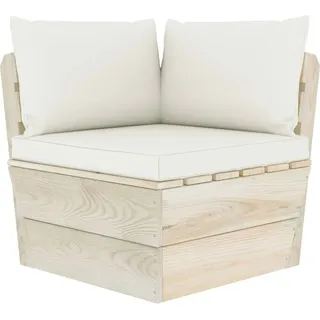 vidaXL Garten-Paletten-Ecksofa mit Kissen Imprägniertes Fichtenholz - Creme