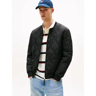 Bomberjacke TOMMY JEANS "TJM LW QUILTED BOMBER JACKET EXT", Herren, Gr. S, schwarz, Web, Obermaterial: 100% Polyamid. Futter: 100% Polyester, unifarben, regular fit normal, Rundhals, eingesetzt elastischer Bund, Jacken Bomberjacke, Fliegerjacke, Freizeitjacke Mit Rundhalsausschnitt