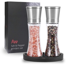 figg® Salz und Pfeffermühle Set mit einstellbarem Keramik Mahlwerk - Auch geeignet als Salzmühle und Gewürzmühle