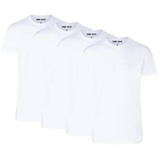 T-Shirt CAMP DAVID "T-Shirt 4er Pack", Herren, Gr. L, weiß, Obermaterial: 95% Baumwolle CO. 5% Elasthan EL., Shirts T-Shirt