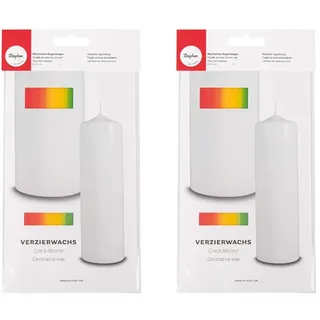 Rayher Hobby 31545990 Verzierwachs Regenbogen, Längsstreifen, Verzierwachsplatte 20 x 10 cm, Wachsfolie zum Kerzen verzieren, Kerzenwachs, Wachsfolie (Packung mit 2)