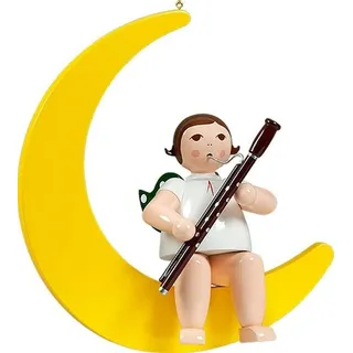 Fensterbild Engel auf Mond mit Fagott mit Krone Höhe 30 cm NEU Fensterdeko Holz