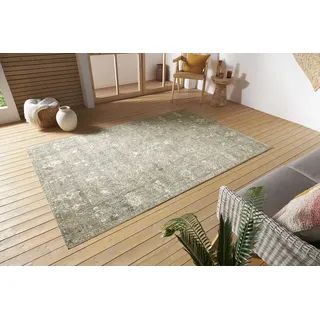 Nouristan Luxor In- & Outdoor Teppich Orient – Orientalischer Flachgewebe Vintage Used Look Waschbar Wetterfest & UV-beständig für Balkon, Terrasse, Garten, Wohnzimmer – Schwarz Creme, 230x340cm