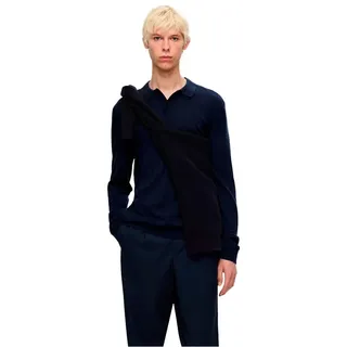 Selected Homme Herren Slhtray Knit Merino Polo Noos Pullover, Navy Blazer, XL EU