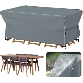 Velway Gartenmöbel Abdeckung Wasserdicht 180x120x74cm - Winddicht Schutzhülle mit Reflektierender Streifen 600D Oxford Möbelsets Abdeckung Staubfest Abdeckhauben für Gartentisch Sitzgruppe Grau