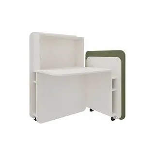 fm FLATup  Sekretär diamantweiß/ dunkelgrün rechteckig, weiß 107,0 x 41,5 - 91,0 cm