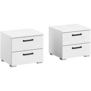 Rauch Möbel Florenz Nachttisch-Paar, 2 Nachtkommoden, Alpinweiß, 2 Schubladen, BxHxT á 40x36x40 cm