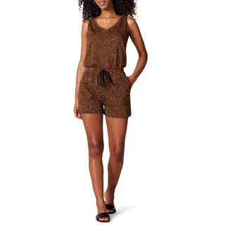 Amazon Essentials Studio Frottee-Fleece-Strampler für Damen, schwarz-braunes Tiermuster, Größe XL