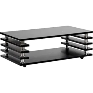 Couchtisch mit Rollen 115x65cm - Marmor-Optik schwarz - Schwarz