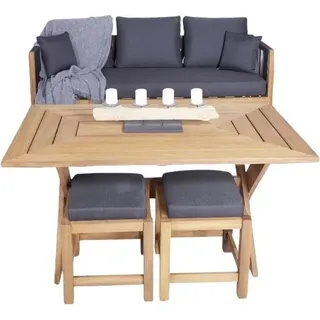 Terrassenmöbel Gartenmöbel Set Sofa Couch Holz Esstisch Komplett 2x Hocker