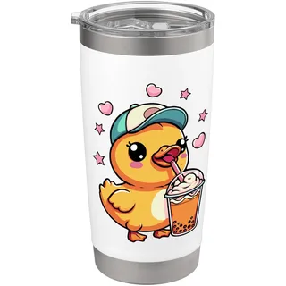 Süße Ente Boba Bubble Tea Kinder Mädchen Frauen Kawaii Ente Doppelwandiger Edelstahl-Thermobecher