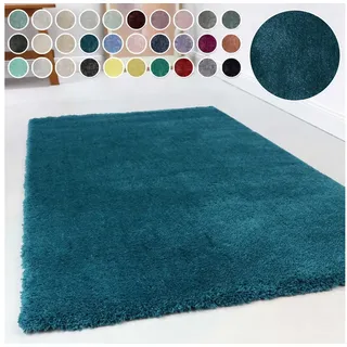 Esprit Hochflor-Teppich »Relaxx ESP-4150« rund 25 mm Höhe Wohnzimmer, sehr große Farbauswahl, weicher dichter Hochflor, blau