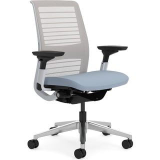 Steelcase Think Glow Up Ergonomischer Bürostuhl mit LiveBack Lumbalstütze, 4D-Armlehnen, nachhaltigem Design Möwengrau /Blue Nickel