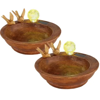 bmf-versand Solarleuchte Garten Vogeltränke Solar 2er Set Solarlampe Außen Außenleuchte - Braun/Blau