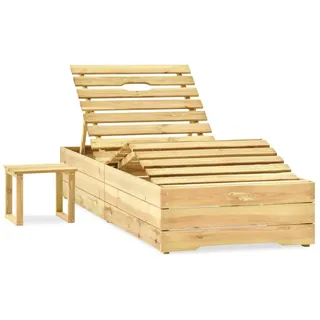 vidaXL Garten-Sonnenliege mit Tisch und Auflage Kiefer Imprägniert - Blau