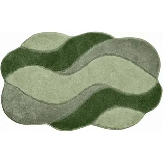 Grund Badteppich , Grün , Textil , Wellen , rechteckig , 60x100 cm , Oeko-Tex® Standard 100, Made in Europe , für Fußbodenheizung geeignet, rutschfest , Heimtextilien, Badtextilien, Badematten