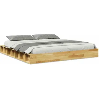 vidaXL Massivholzbett ohne Matratze 180x200 cm Eichenholz - Braun