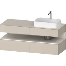 Duravit Qatego Konsolenwaschtischunterbau, 2 Auszüge, 2 Schubkästen, Ausschnitt rechts, 1400x550x600mm, Nische Weiß Supermatt, QA4766084, Farbe: taupe supermatt