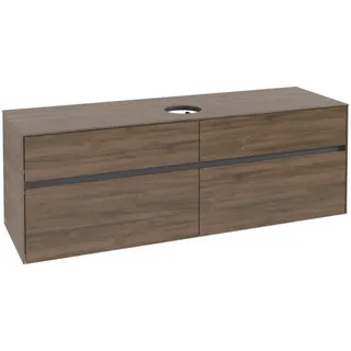 Villeroy & Boch Collaro Waschbeckenunterschrank, 4 Auszüge, wandhängend, Waschbecken mittig, 1600x548x500mm, C04900VH, Farbe: Front/Korpus: Arizona Oak, Griff: Graphite