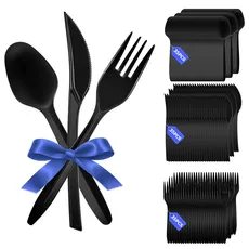 Flintronic Plastikbesteck Set, 105 Stück Wiederverwendbaren Party Besteck, Einwegbesteck Plastikbesteck, Essbesteck Set, Messer und Gabel Set, 35 Gabeln/35 Messer/35 Löffel, für Party Hochzeit Grill