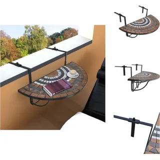 vidaXL Balkonhängetisch Mosaik Terracotta und Weiß - Gartentische - Braun