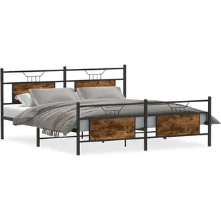 vidaXL Metallbett ohne Matratze Räuchereiche 160x200 cm - Braun