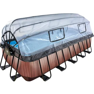 EXIT TOYS EXIT Wood Pool Braun 540 x 250 x 122 cm inkl. Sandfilterpumpe und Abdeckung