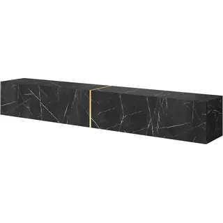 Selsey Bisira TV-Lowboard 200 cm Schwarz Marmor/Gold MDF