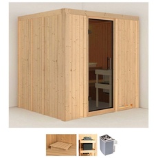 Bild Sauna »Solida«, (Set), 9 KW-Ofen mit integrierter Steuerung beige