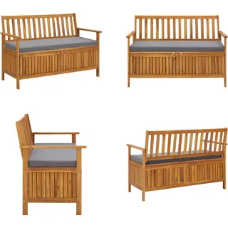 vidaXL Gartenbank mit Stauraum 120 cm Massivholz Akazie - Bank - Bänke - Flurbank - Flurbänke - Grau