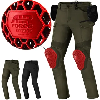 SHIMA Giro Motorrad Hose Herren mit Protektoren Airforce Knieprotektoren Motorradhose Kurzgrößen Hosen für Mann Protektorenhose Textilhose Urban Stretch Cargohose Lang (Männer, Khaki, 36/32)