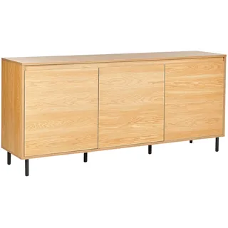 Beliani Sideboard Heller Holzfarbton Nikea , Hellbraun, Schwarz , Holzwerkstoff , 165x75x40 cm , Kleinmöbel, Kommoden, Sideboards