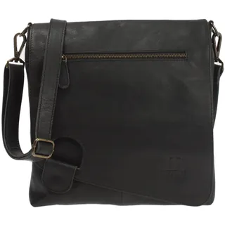 LECONI Umhängetasche Damen-Tasche Crossbag Leder Natur Schultertasche Vintage-Look Ledertasche Frauen + Herren Handtasche aus Echt-Leder 29x29x6cm schwarz LE3073-buf
