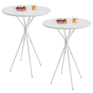 VASAGLE Stehtisch, Bartisch, hoher runder Tisch, Küchentisch, Metallgestell, 60 x 60 x 105 cm, für Küche, Wohnzimmer, Esszimmer, einfache Montage, wolkenweiß-mattweiß LBT024W01