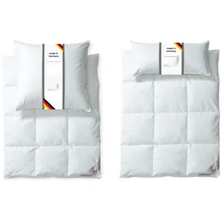 RIBECO Federbettdecke + Federkissen »Laram, 2-tlg. Naturprodukt zum TOP-Preis!« Decke mit Kissen, verschiedene Größen, Bettdecke 135x200, 155x220 cm, weiß