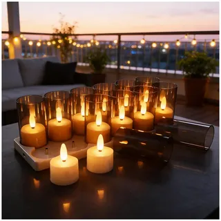 LED Teelichter Wiederaufladbar mit Fernbedienung, Timer & Ladestation by MMOBIEL – 12 Stück USB Flammenlose Aufladbare Teelichter Kerzen für Zuhause, Tisch, Hochzeit & Weihnachtsdeko