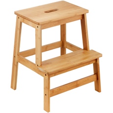 RELSY Natural Bamboo Wooden 2 Step Stool for Kids & Adults - Foot Stool Suitable for Kids Kitchen Sink/Bath Stool/Bathroom Sink Assistance/Office Stool