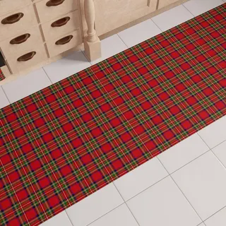 PETTI Artigiani Italiani - Weihnachts-Küchenläufer, Rutschfester und waschbarer Weihnachts-Küchenteppich, 52 x 280 cm, Schottenkaro-Weihnachtsteppich, Made in Italy