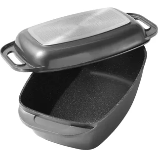 STONELINE® Bräter Schmortopf Grau 43x26 cm | mit Deckel - Grau