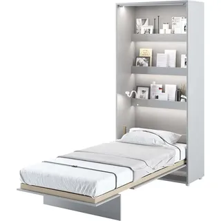 Furniture24 Schrankbett Bed Concept, Wandklappbett mit Lattenrost, V-Bett, Wandbett Bettschrank Schrank mit integriertem Klappbett Funktionsbett BC-03, 90 x 200 cm, Grau/Grau, Vertical - Grau
