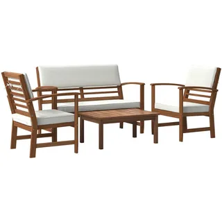 Ambia Garden Loungegarnitur , Taupe , Holz, Wellpappe , Akazie , vollmassiv , 80x50x33 cm , Gartenmöbel, Loungemöbel