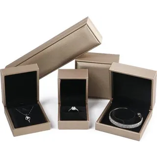 Schmuckkästchen-Set – Schmuckkästchen – Schmuckbox – Kleine Schachtel – Ohrringschachtel/Ringschachtel/Kettenschachtel/Armbandschachtel/Kettenschachtel – Geschenkboxen/Schmuckboxen – 5 Stück - Beige