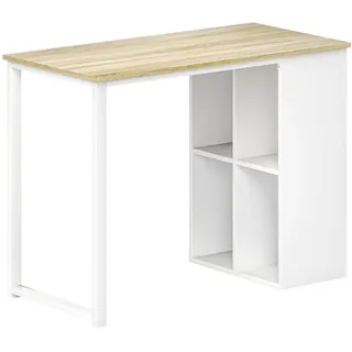 Homcom Writing Desk Moderner Bürotisch mit Stahlgestell, 100 x 54 x 75 cm, Eiche - Naturfarben , Holz , 54x75x100 cm , Büromöbel, Schreibtische, Schreibtische
