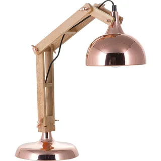 BELIANI Büroleuchte Kupfer Metall und Holz 53 cm Arm und Schirm verstellbar Kabel mit Schalter Industrie Look - Kupfer, Braun