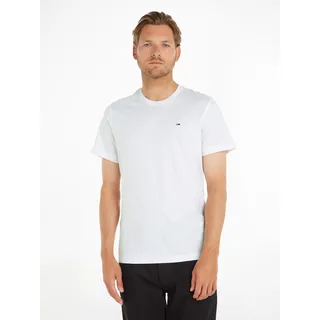 Tommy Jeans T-Shirt »TJM ESSENTIAL SOLID TEE«, Regular Fit mit Rundhalsausschnitt und dezenter Logo-Flag, weiß