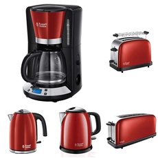 Russell Hobbs Colours Plus+ Frühstückset Toaster, Wasserkocher und Kaffeemaschine Fl. Red