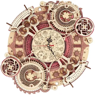 ROKR Wanduhr 3D Holzpuzzle Erwachsene Sternzeichen Uhr Schreibtischdekoration Geschenk für Männer Frauen(LC601)