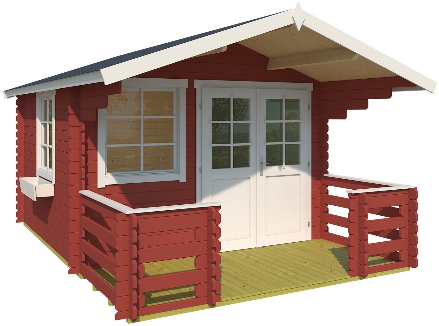 Bild von Gartenhaus »Lola 2, Schwedenrot«, (Set), mit Terrasse und Geländer, rot