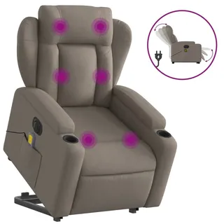 vidaXL Elektrischer Massagesessel mit Aufstehhilfe Taupe Stoff - Taupe