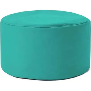 Lumaland Indoor Outdoor Sitzhocker 25 x 45 cm - Runder Sitzpouf, Sitzsack Bodenkissen, Bean Bag Pouf WASSERABWEISEND - Pflegeleicht - Türkis - Türkis